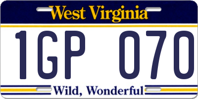 WV license plate 1GP070