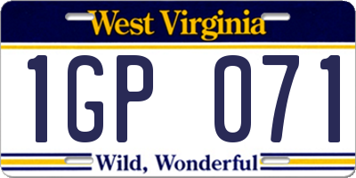 WV license plate 1GP071