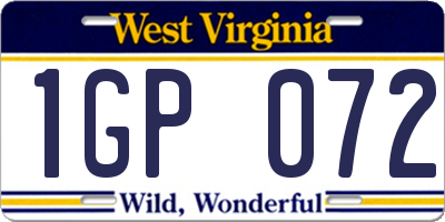 WV license plate 1GP072