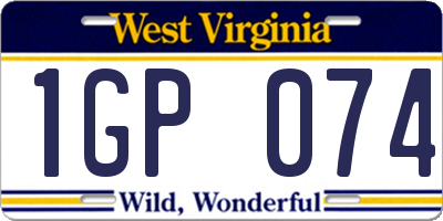WV license plate 1GP074