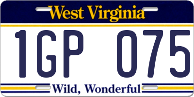 WV license plate 1GP075