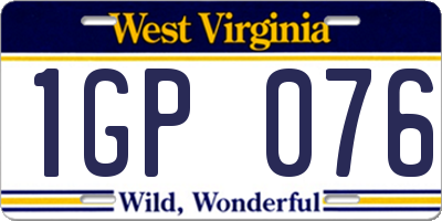 WV license plate 1GP076