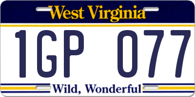WV license plate 1GP077