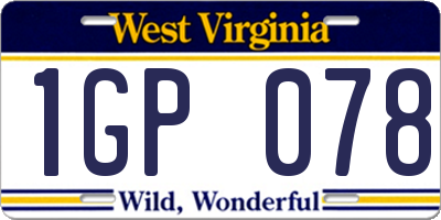 WV license plate 1GP078