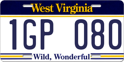 WV license plate 1GP080