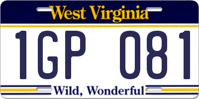 WV license plate 1GP081