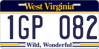 WV license plate 1GP082
