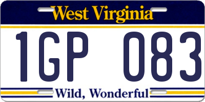 WV license plate 1GP083