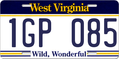 WV license plate 1GP085