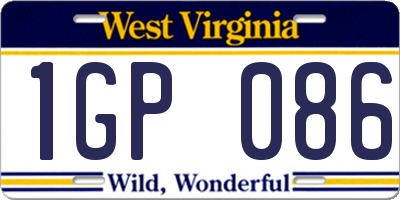 WV license plate 1GP086