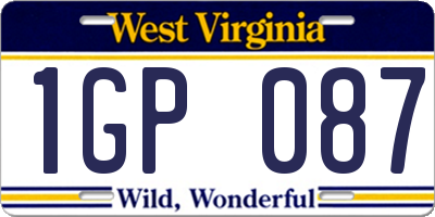 WV license plate 1GP087