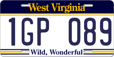WV license plate 1GP089