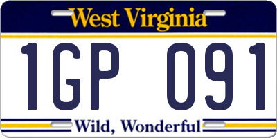 WV license plate 1GP091