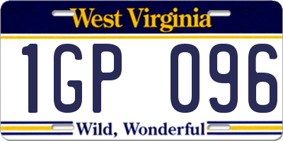 WV license plate 1GP096