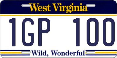 WV license plate 1GP100