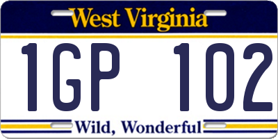 WV license plate 1GP102