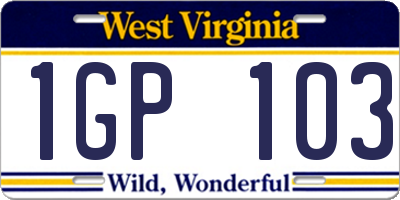 WV license plate 1GP103