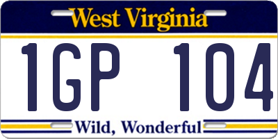 WV license plate 1GP104