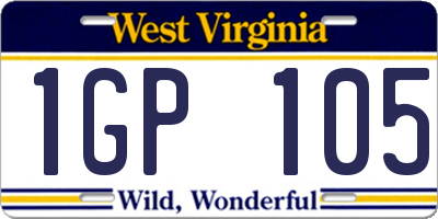 WV license plate 1GP105