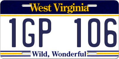 WV license plate 1GP106