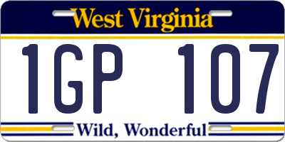 WV license plate 1GP107