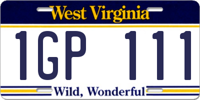 WV license plate 1GP111