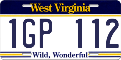 WV license plate 1GP112