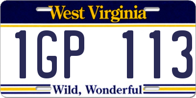 WV license plate 1GP113