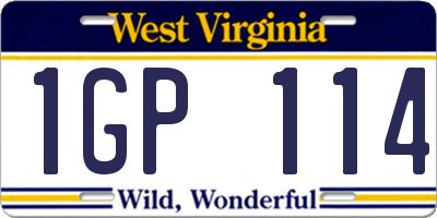 WV license plate 1GP114