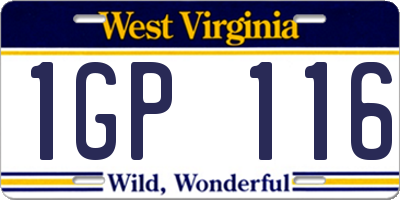 WV license plate 1GP116