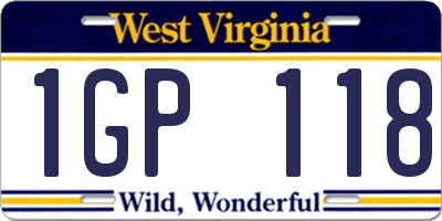 WV license plate 1GP118