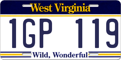WV license plate 1GP119