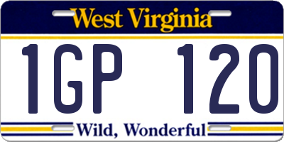 WV license plate 1GP120