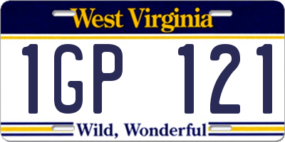 WV license plate 1GP121