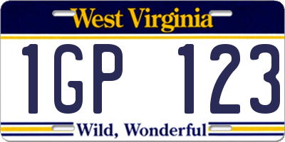 WV license plate 1GP123