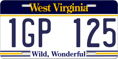 WV license plate 1GP125