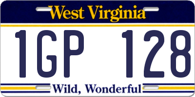 WV license plate 1GP128