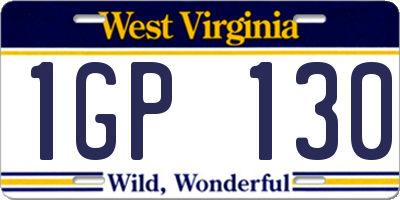WV license plate 1GP130