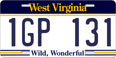 WV license plate 1GP131
