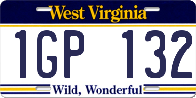 WV license plate 1GP132