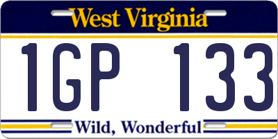 WV license plate 1GP133