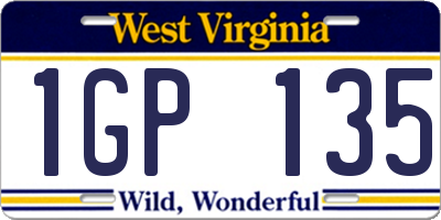 WV license plate 1GP135