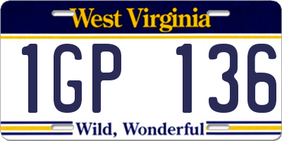 WV license plate 1GP136