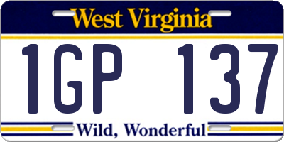 WV license plate 1GP137