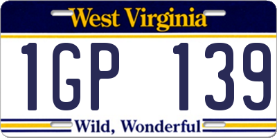 WV license plate 1GP139