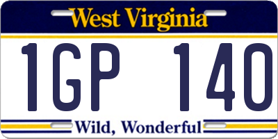 WV license plate 1GP140