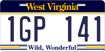 WV license plate 1GP141