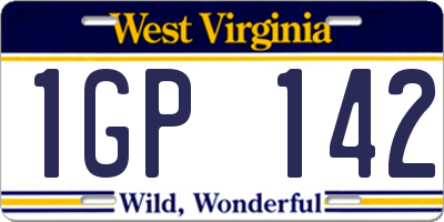 WV license plate 1GP142