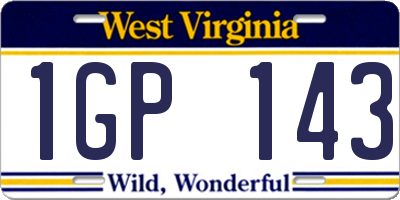 WV license plate 1GP143