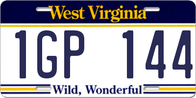 WV license plate 1GP144